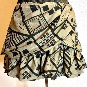 Draped Silk Mini Skirt Graphic Print Army Green Black Bubble Y2K coquette f21
